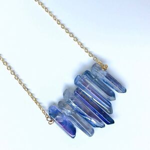 Purple Rainbow Aura Quartz Shard Necklace NWT